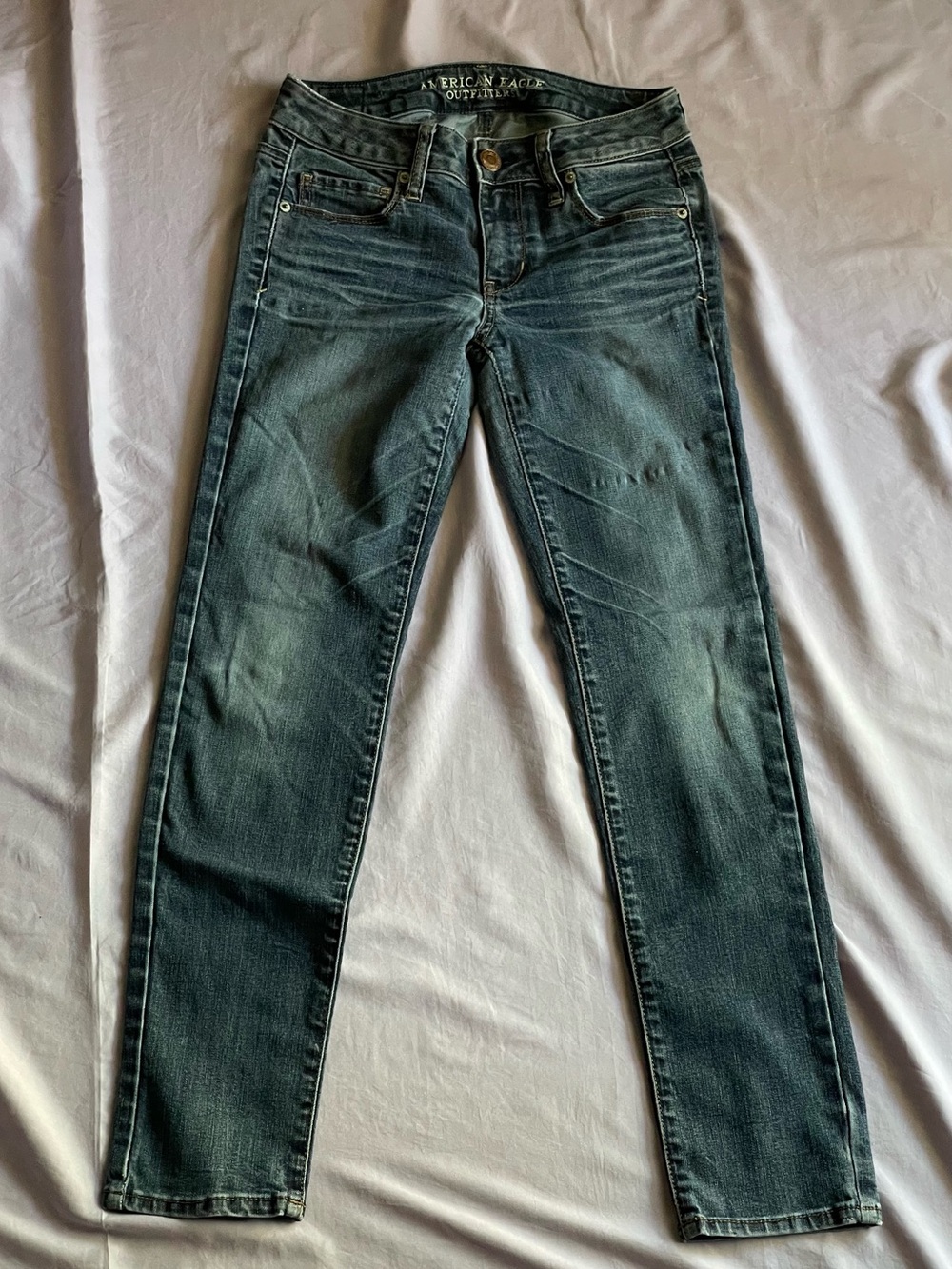 American Eagle Super Stretch Skinny Jeans Size 4 Short Blue Denim
